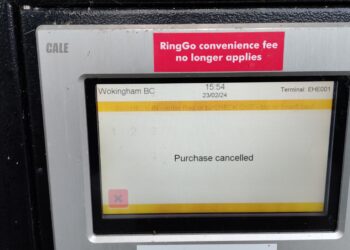 A cancelled transaction at an Easthampstead Road car park ticket machine Picture: Brian Turner
