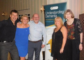 From left to right: Russell Sparshott, Nina Warden, Jason Taplin, Tracy Taplin, and charity founder and CEO Shirley Pearce, at a dinner dance to raise money for Understanding Dementia. Picture: Understanding Dementia