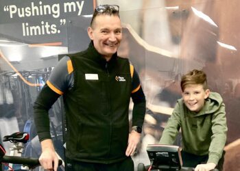 Dexter Rosier with his trainer Dave Covey, prepare for a 230 mile cycle to Paris in August. Picture: Emma Merchant