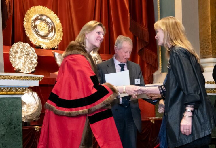 Janet Richardson has received gold for her necklace made with cow horn, from the Goldsmiths Craft and Design Council. Picture: Julia Skupny