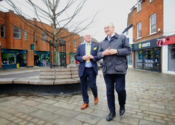 Sir Ed Davey in Wokingham town centre with the party's Wokingham candidate Clive Jones Picture: Andrew Batt