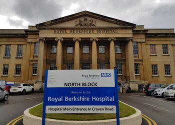 The Royal Berkshire Hospital's main entrance. The site is Grade II listed building