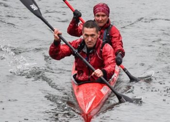 Rebecca Bird taking part in a training session with Alex Burt