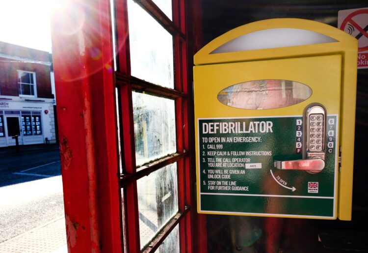 The defibrillator in the Broad Street phone box Picture: Andrew Batt