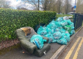 103 bags and an easy chair were collected by litter pickers in Finchampstead. Picture: courtesy of FBC