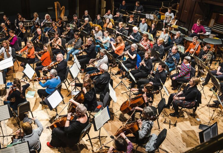 Reading Symphony Orchestra, here, and Reading Youth Orchestra both launched in 1944, and celebrate together in a Town Hall Concert. Picture RSO