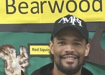 Boxer Jordan Thompson led an assembly at Bearwood Primary School, and shared his sporting achievements, and inspiring story with the children. Picture: Bearwood Primary School