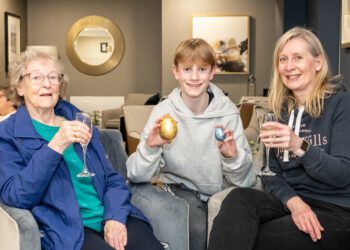 Oakingham Place homeowner Christine Matthews, with her family Callum and Katie, at the recent Easter egg hunt