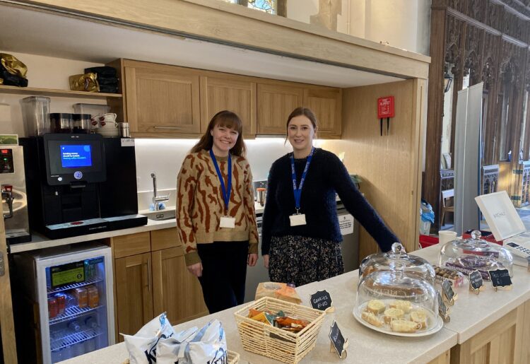 Laura and Ashley serving coffee, cakes, and snacks at Link Thursday. Picture: The Link
