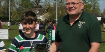 Reading RFC U14s v Reading Abbey U14s in the Olly Stephens Memorial Cup game on Sunday.

Jonah Fallon, captain of Reading Abbey U14s receives the trophy.