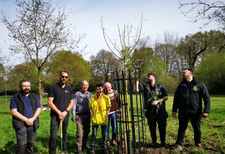 Wokingham In Bloom volunteers were joined by a team from SecureHeat to plant two willows in Joel Park, to help improve the boggy ground. Picture: Wokingham In Bloom