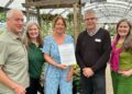 Age Concern Twyford representatives with Dobbies? Trading Manager, Helen Winder, and Dobbies? General Manager, Graham Fitsell at the Hare Hatch store