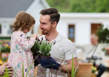 Dobbies? Brand Ambassador Michael Griffiths with his family at Dobbies enjoying the Afternoon Tea and Planting Experience