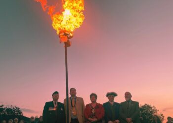 The beacon was lit at Woodley's 80th D-Day commemorations, to remember all those who sacrificed their lives. Picture Woodley Town Council