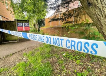 The scene in Wokingham last month.
