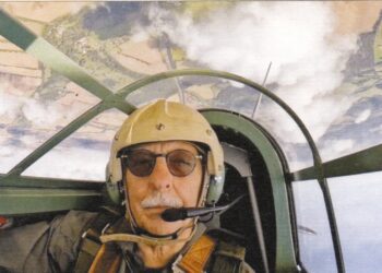 John Edwards, former air cadet, when he flew in a Second World War Hurricane