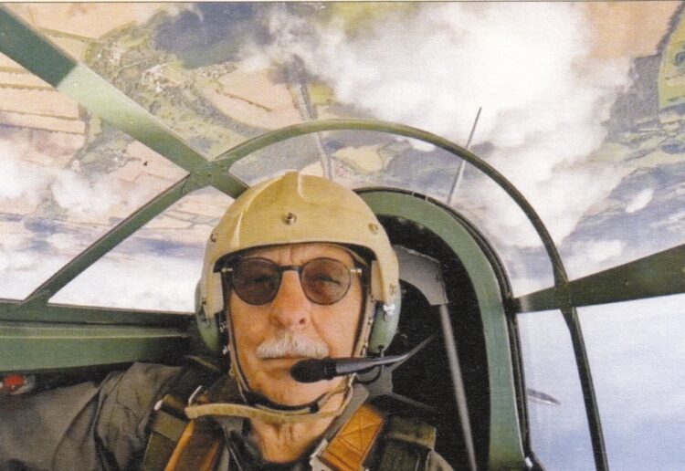 John Edwards, former air cadet, when he flew in a Second World War Hurricane