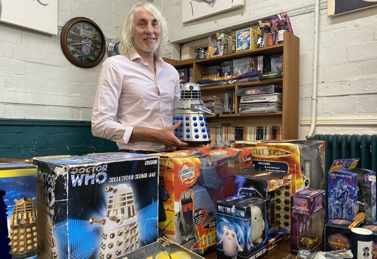 Mark Weekly, from Martin & Pole, with some of the rare Doctor Who items from across the decades are coming up for auction at Martin & Pole in Milton Road, Wokingham Picture: Phil Creighton