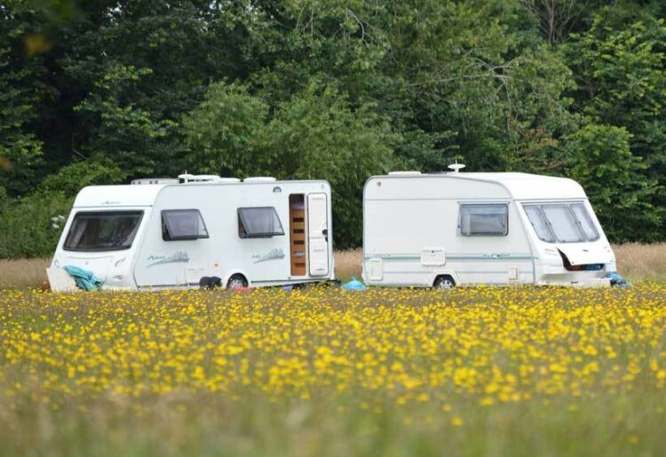 Travellers' caravans at Bulmershe in Woodley, pictured in 2016
