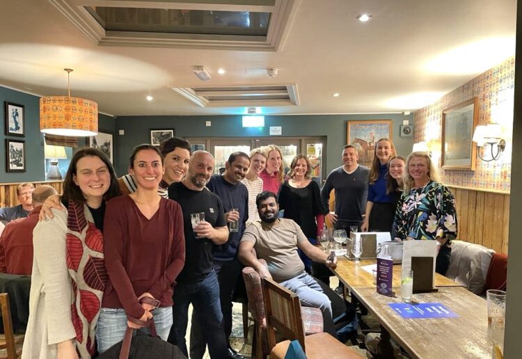 Elizabeth Corse, third from the left,facilitates People Planet Pint Wokingham. The group meets at Broad Street Tavern. Picture: Elizabeth Corse