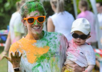 The Hawkedon Pre-School "Colour Run" on Sunday.