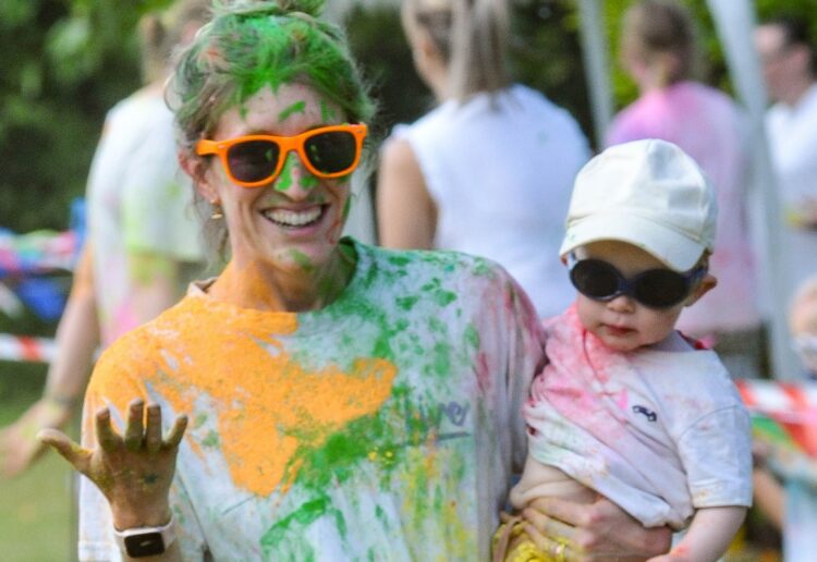 The Hawkedon Pre-School "Colour Run" on Sunday.