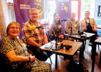 Candidates and their representatives with presenter Vernon Harwood (right). Ppic: Andrew Batt.