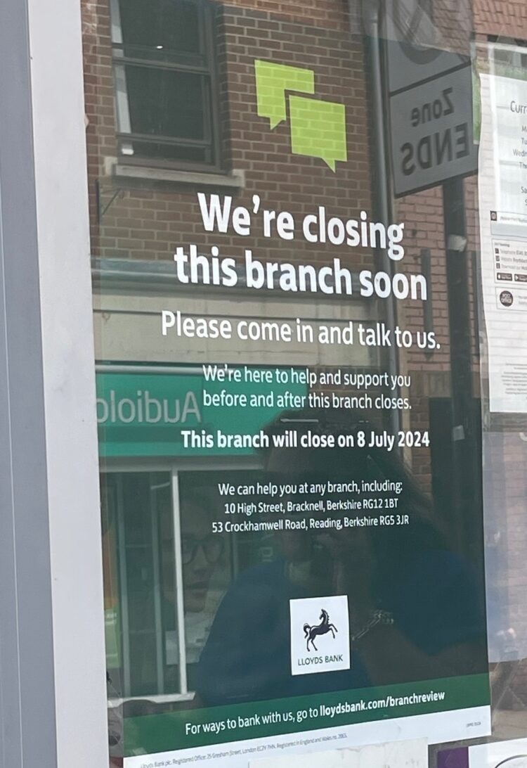 The bank will close next week.