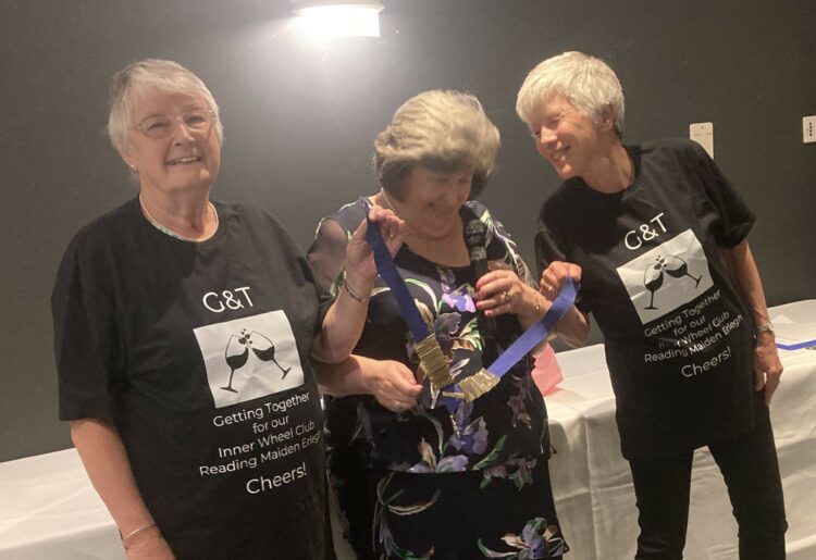 Inner Wheel Club of Reading Maiden Erlegh's outgoing president Margaret Adams, centre, passed on the mantle to new joint presidents Gerry Luckhurst and Toni Trathen. Picture Inner Wheel Club of Reading Maiden Erlegh