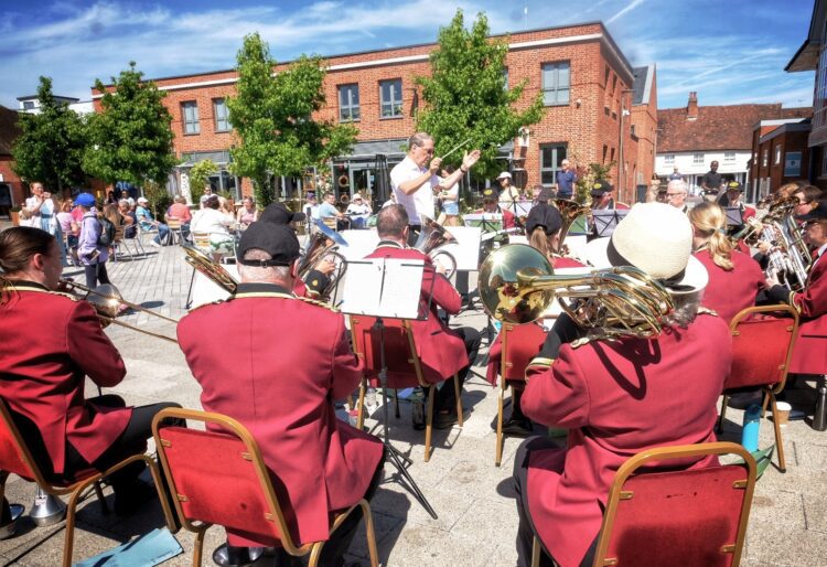 St Sebastian's band performing in Peach Place on Saturday. Pic: Andrew Batt.