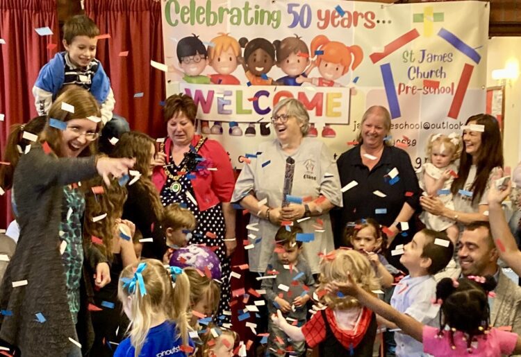St James Preschool celebrated its 50th birthday with children, their families, and former pupils. Picture: Emma Merchant