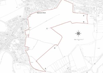 Red line plan for the Spencers Wood site that could contain 500 homes. Picture: Richborough