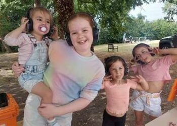 Children enjoy the silent disco at the Crowthorne CofE Primary School, which was sponsored by Vistry Group.