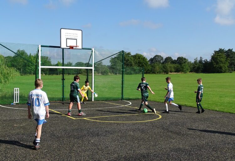 Footballers from the Coombes School at the new facility.