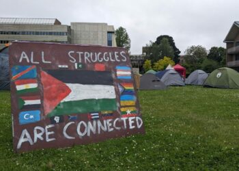 The protest began on Whiteknights Campus in May.