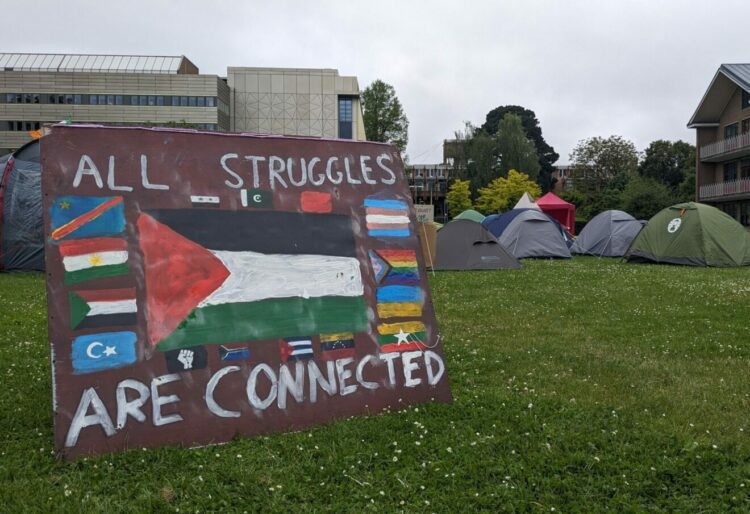 The protest began on Whiteknights Campus in May.