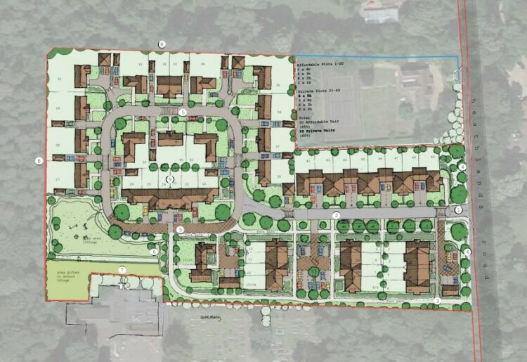 The plans for homes off Heathland Road.