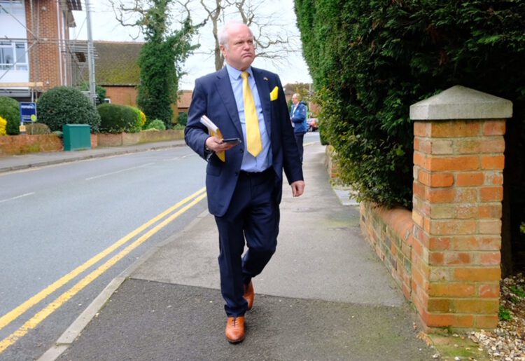 Clive Jones MP, canvassing in Wokingham prior to the general election. Pic: Andrew Batt.