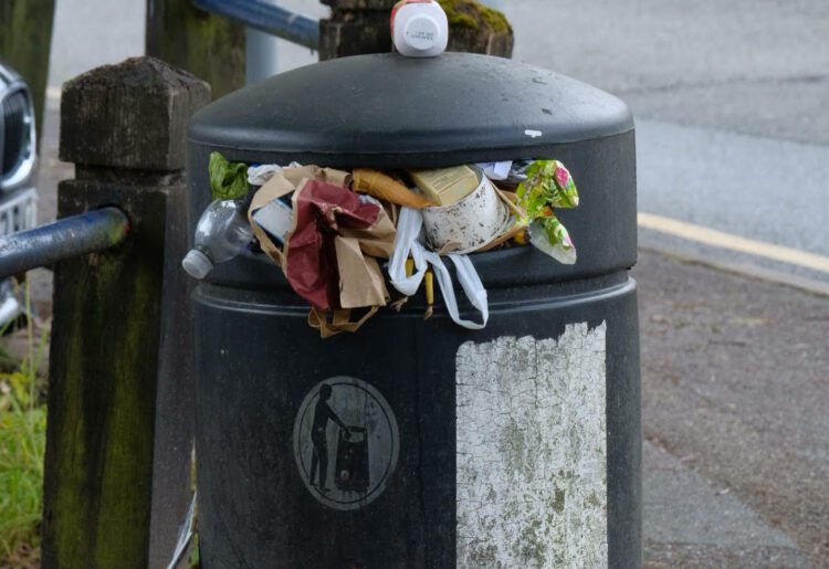 People are beginning to pile rubbish around full bins. Picture: Andrew Batts