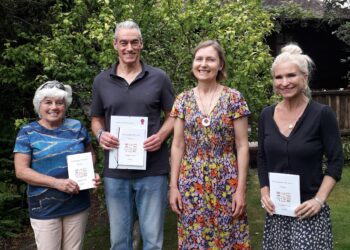 Competition judge, author Alice Fowler with the three competition winners, Linda, David and Fiona. Picture: Wokingham Writers group