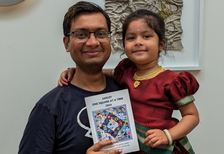 People of Earley have created a 100 square patchwork quilt named 'Earley one square at a time 2024' about how they see Earley this year.