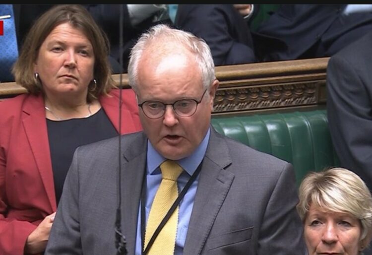 Clive Jones MP, asking a question in the House of Commons recently. Pic: BBC Parliament.
