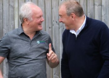 Clive Jones and Sir Ed Davey at Wokingham Family Golf. Pic: Andrew Batt.
