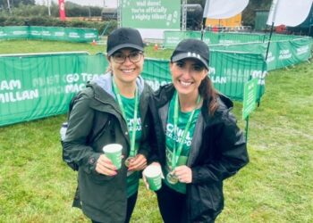 Nadia Koseva (left), the general manager of Shinfield View, completed the Jurassic Mighty Hike in aid of Macmillan Cancer Support.