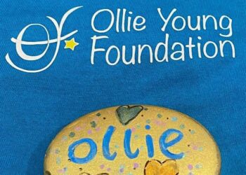 A stone found in the woods by Ollie Young's dad. FeBLUEary is a significant month for Ollie's family, it being his birthday and his anniversary. Picture: Ollie Young Foundation
