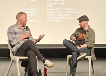 Film director Hugh Welchman talked about his painted animation film The Peasants with Stephen Graves from Wokingham Film Society at a recent showing of the film. Picture: Emma Merchant