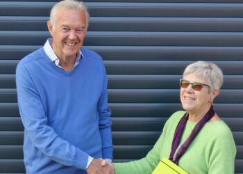New chair of GLRA Ken Smith shakes hands with outgoing chair of 12 years' standing Pat Smith. PIcture: GLRA