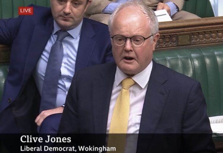 Clive Jones, MP for Wokingham. Pic: BBC Parliament.