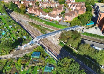 Tan House Bridge is expected to open to pedestrians in November. Picture: Wokinghamaerialphotography