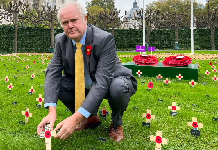 Clive Jones, planted a cross in the Constituency Garden of Remembrance in Westminster.